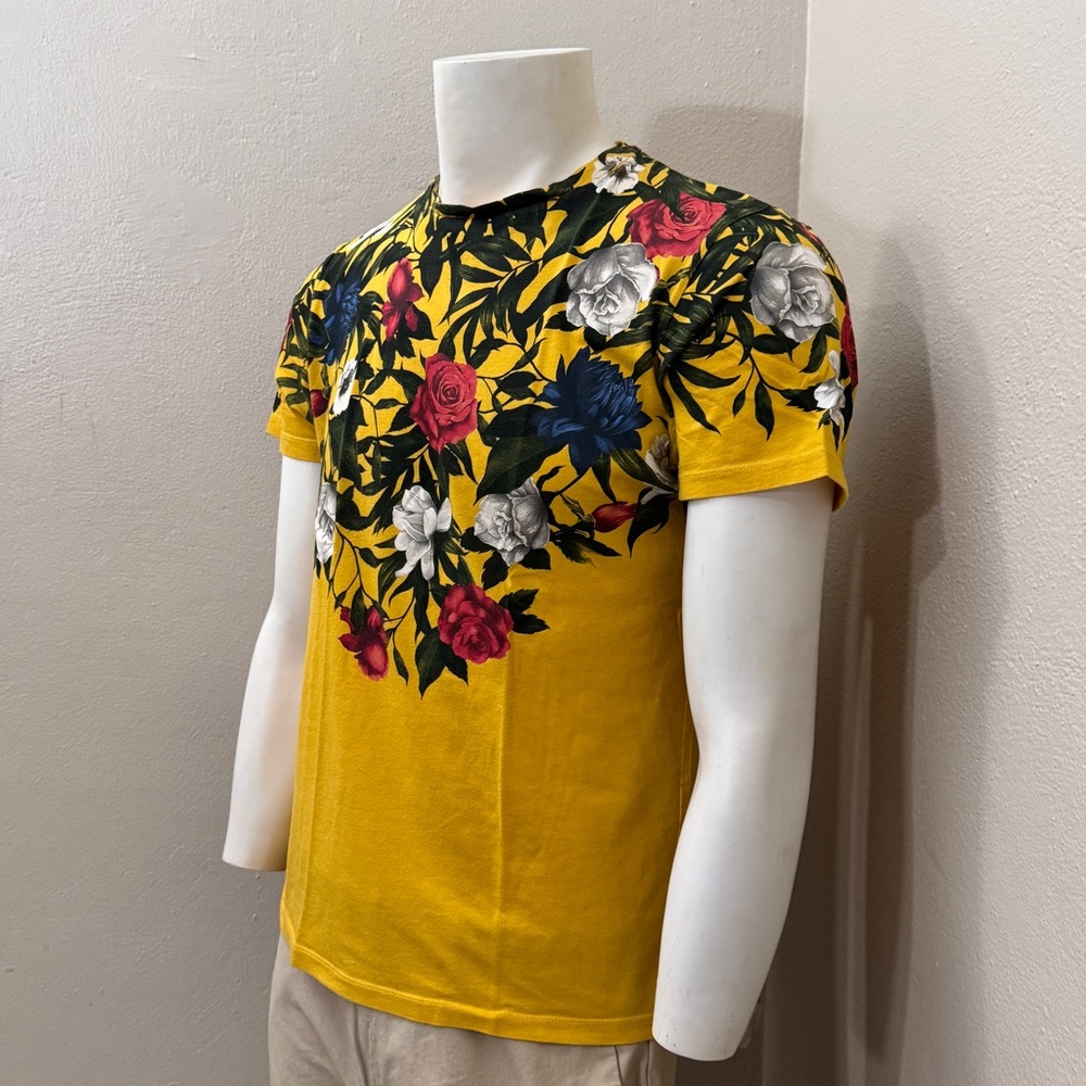 ZARA Men’s Floral Rose Yellow T-Shirt - Picture 2 of 12
